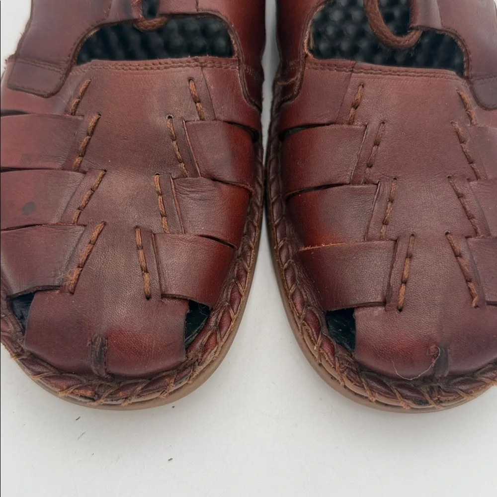 Rieker  Brown Leather fisher Sandals women 41 lace up retro casual Y2K vacation
